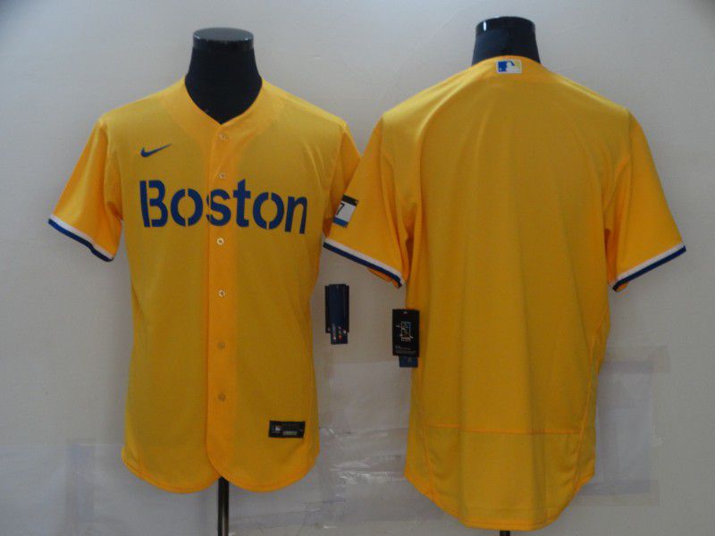 Men Boston Red Sox Blank Yellow Elite 2021 Nike MLB Jerseys